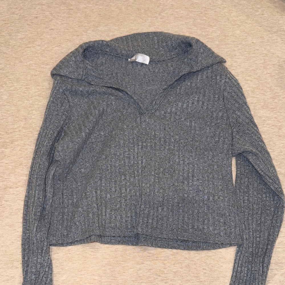 Gray Blue Women's Crop Sweater